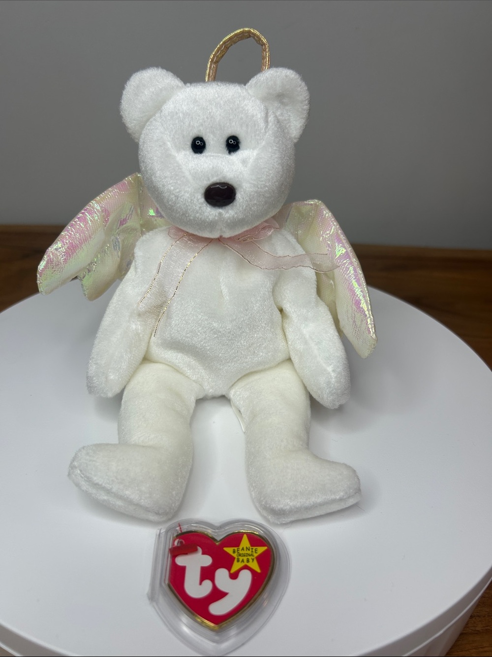3/$25🌻 TY Beanie Baby Halo the Bear 1998 | Retired | Detached Heart Tag | Case